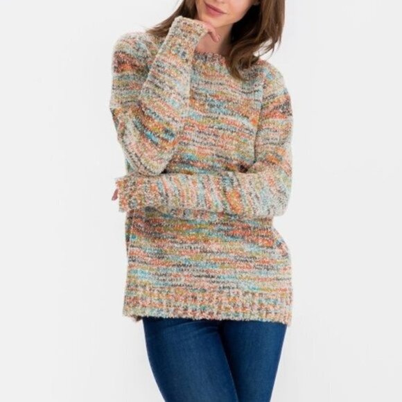 Womens Baciano Multicolored Knit Crew Neck Sweater XL NWT - Picture 1 of 1